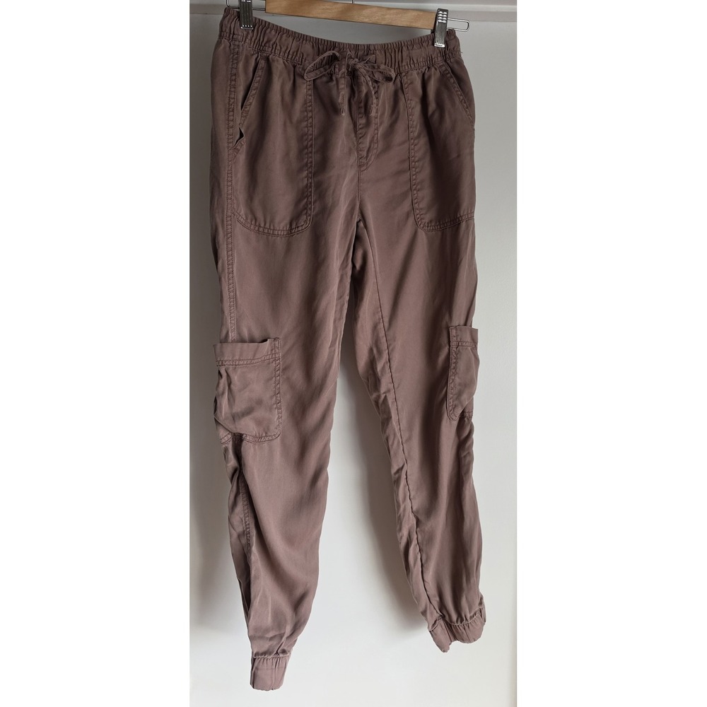 C&C California Pants XS Brown Casual Solid Lyocell Trousers Athleisure Slacks